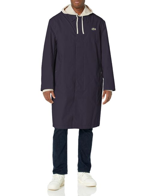 Lacoste Blue Long Sleeve Front Pocket Trench Coat for men