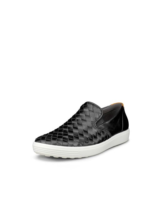 Ecco Black Soft 7 Woven Slip-on 3.0 Sneaker