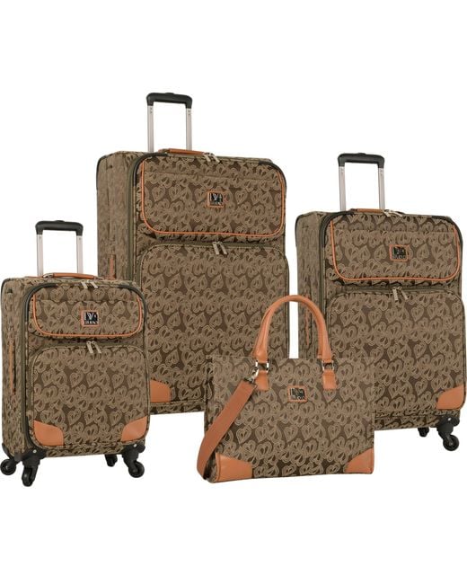 Diane von Furstenberg Multicolor Hearts Jacquard 4 Piece Luggage Set