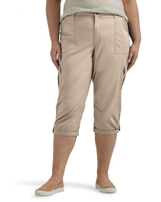 Lee Jeans Plus Size Flex-to-go Mid-rise Relaxed Fit Cargo Capri Pant in  Natural | Lyst