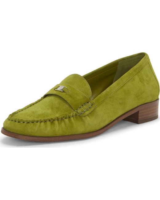 Vince Camuto Green Colin Flat Loafer Flat Shoes, Leather