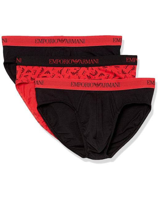 Underwear 3-Pack Pure Cotton Brief Caleçons Emporio Armani pour homme en coloris Black