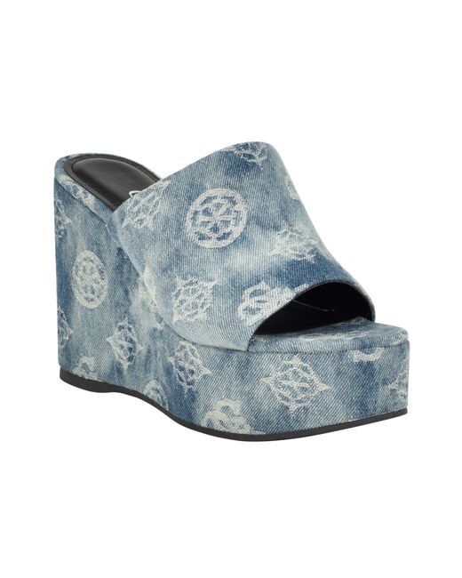 Guess Blue Yenise Wedge Sandal