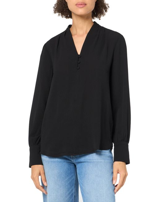 Adrianna Papell Black Solid Long Sleeve Blouse