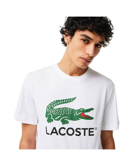 Lacoste Green Regular Fit Short Sleeve Crew Neck Tee Shirt W/large Croc Graphic On The Front Of The Chest