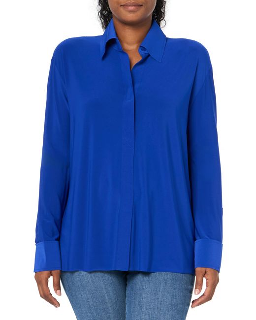 Norma Kamali Blue Nk Shirt With Collar Stand