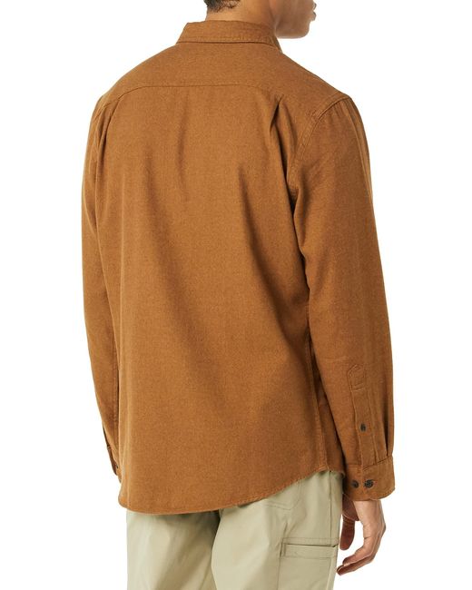 Amazon Essentials Schmal geschnittenes Flanellhemd mit Langen Ärmeln und 2 Taschen in Brown für Herren