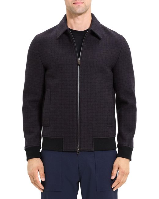 Theory Wyatt Micro Check Jacket in Blue for Men | Lyst