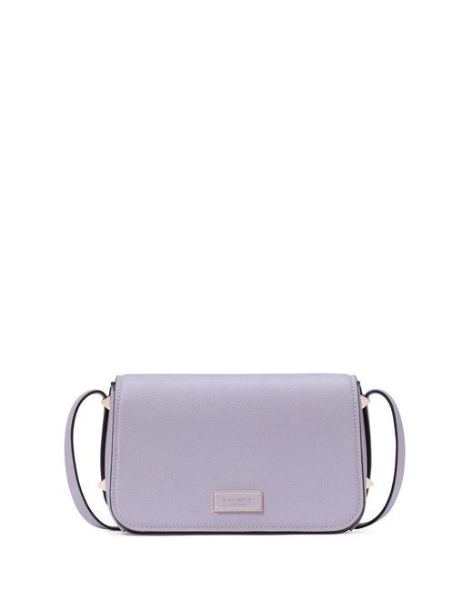 Kate Spade Purple Liv Pebbled Leather Small Flap Crossbody