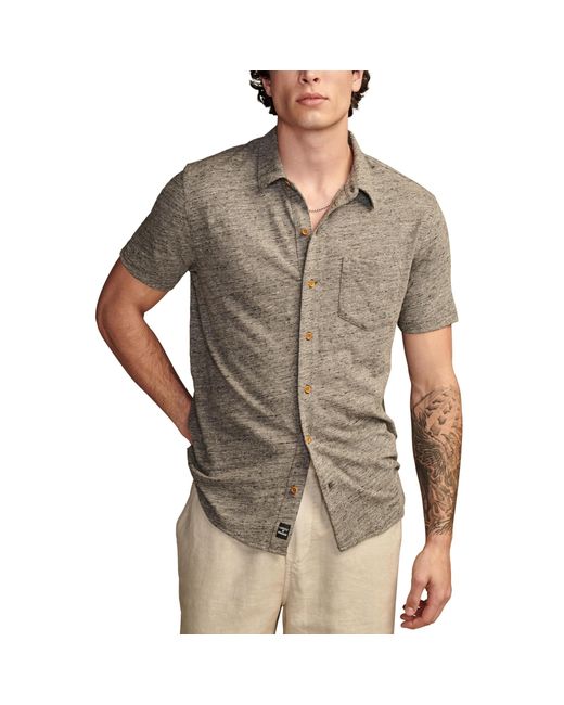 Lucky Brand Gray Linen Short Sleeve Button Up Shirt for men