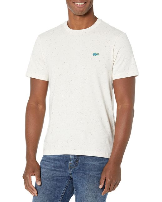 Lacoste White Regular Fit Speckled Print Cotton Jersey T-shirt for men