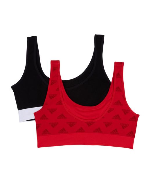 Adidas Red Seamless Bralette With Removable Cups