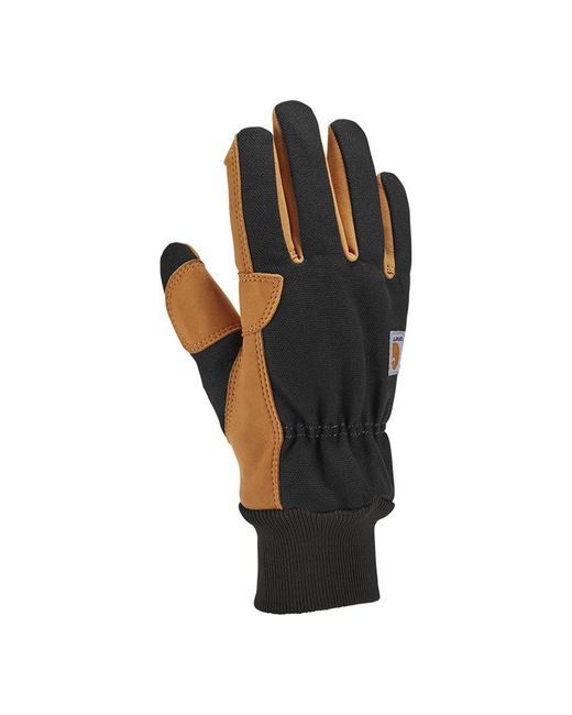 Carhartt Black Insulated Duck Synthetic Leather Knit Cuff Glove