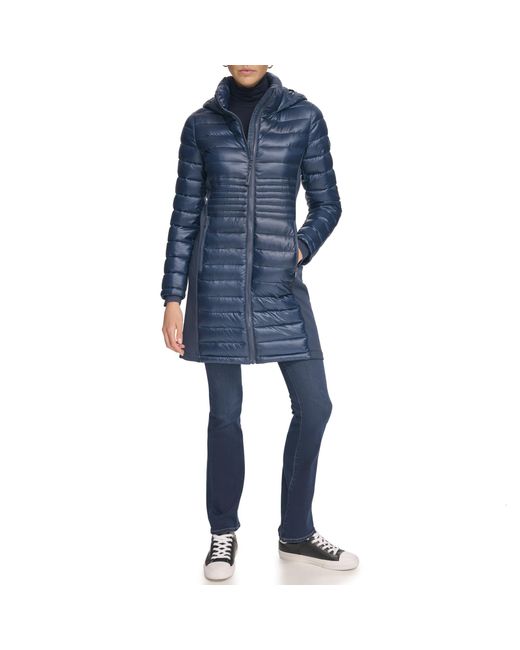 Calvin Klein Blue Long Light-weight Puffer Jacket
