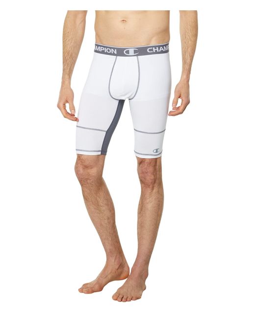 Champion , Compression Shorts With Total Support Pouch, Moisture Wicking, 6" & 9", White/stormy Night C Logo, Xx-large for men