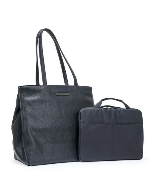 Kenneth Cole Blue Marley 's Pebble Vegan Leather 16" Laptop Tote With Removeable 14" Laptop Sleeve