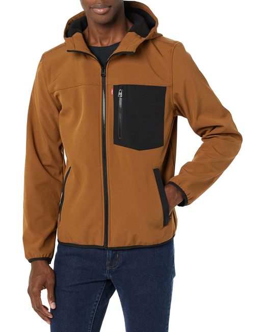 Levi's Softshell Active Hoodie in Brown/Black (Blue) for Men Lyst