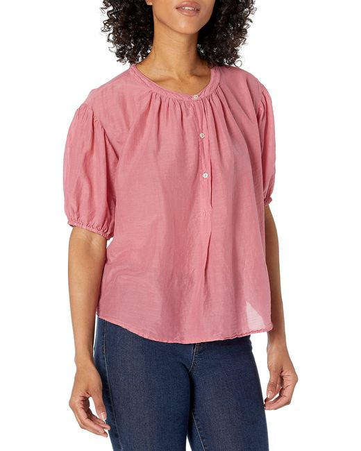 Velvet By Graham & Spencer Red Chelsea Silk Cotton Voile Blouse