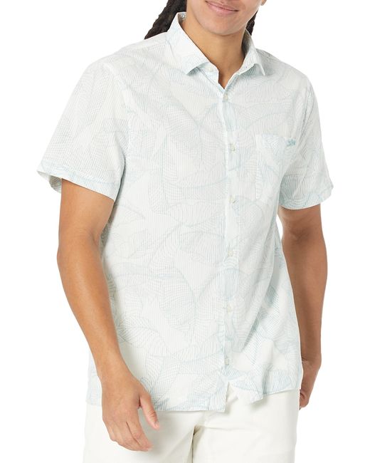 Camicia da uomo a maniche corte Collins Stencil Leaf di Guess in White da Uomo