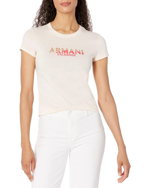 Emporio Armani White A | X Armani Exchange Crew Neck Slim Fit Colorblocked Logo T-shirt