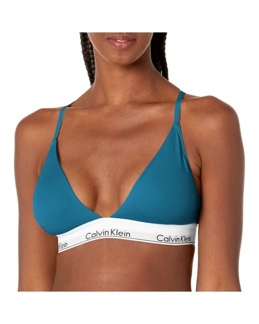 Calvin Klein Modern Cotton Lightly Lined Triangle Wireless Bralette in Blue - Save 5% | Lyst