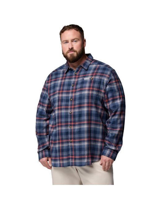 Columbia Blue S Cornell Woods Flannel Long Sleeve Shirt for men