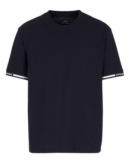 Emporio Armani Blue A | X Armani Exchange Logo Brand Short Sleeve T-shirt for men