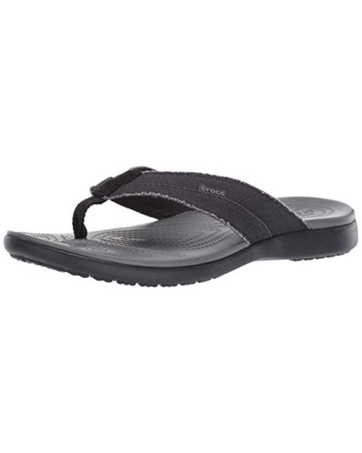Crocsâ¢ Santa Cruz Canvas Flip Flop in Black/Slate Grey (Gray) for Men - Save 31% - Lyst