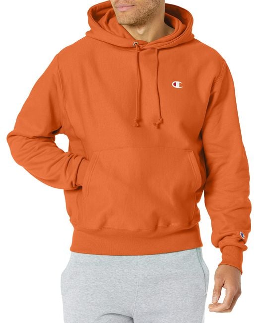 Champion Orange Reverse Weave Pullover for men