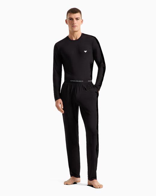 Emporio Armani Black Iconic Soft Modal Pajamas Pants for men