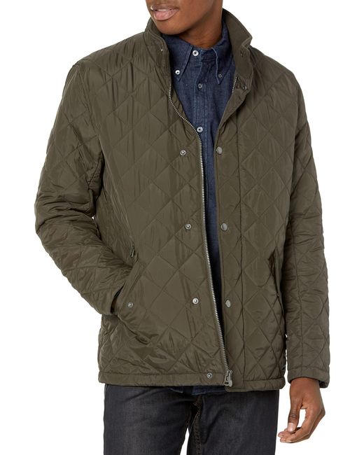 Cole Haan Green Stand Collar Quilted Jacket for men