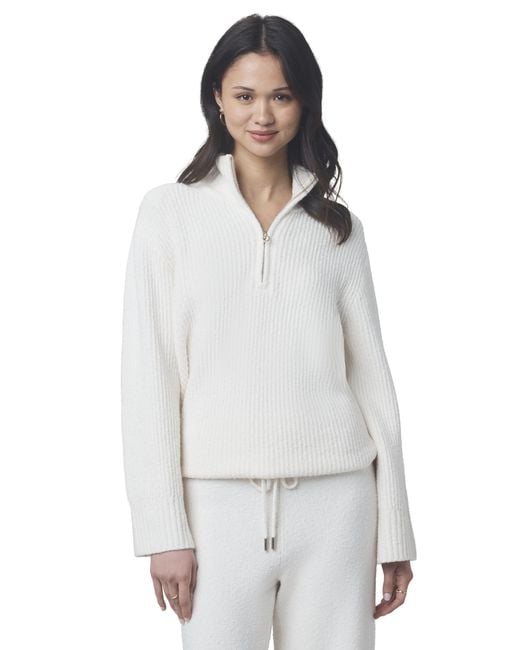 Splendid Women's White X @cellajaneblog Quarter Zip Sweater