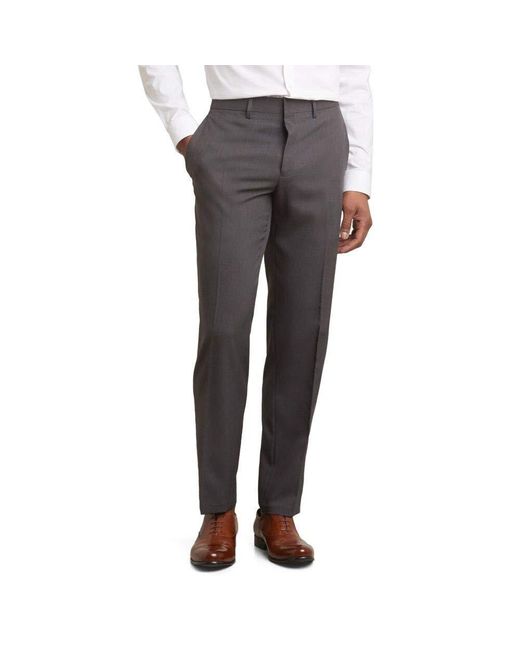 Kenneth Cole Gray Reaction Techni-cole Mini Check Modern Fit Flat Front Dress Pant for men