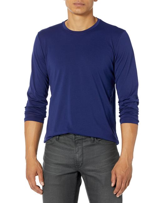 Velvet By Graham & Spencer Blue Skeeter Long Sleeve Cotton Whisper T Shirt for men