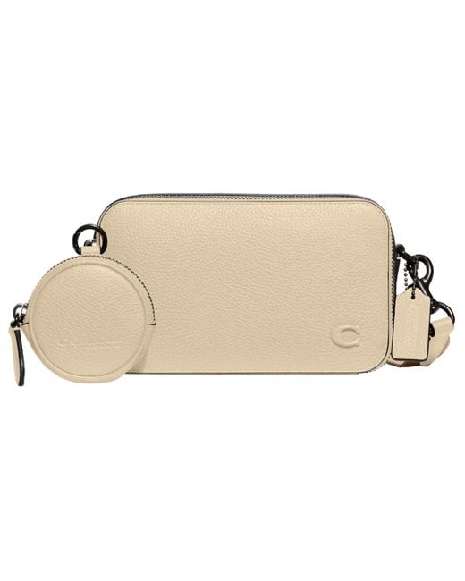 COACH Natural Charter Slim Crossbody In Pebble Leather With Sculpted C Hardware Branding for men