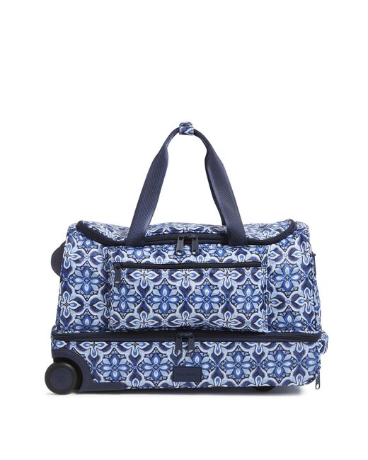 Vera Bradley Blue Recycled Ripstop Foldable Rolling Duffle Bag