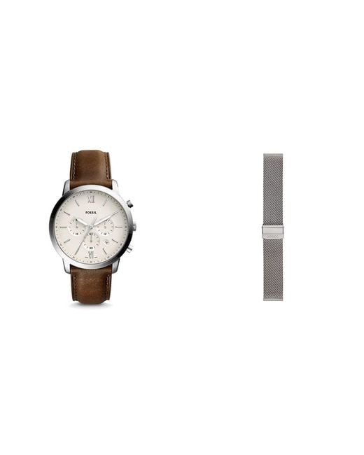 Fossil Neutra Stainless Steel Quartz Chronograph Watch + Stainless