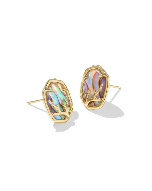 Kendra Scott Metallic , S, Daphne Coral Frame Stud Earrings, Gold Abalone, One Size