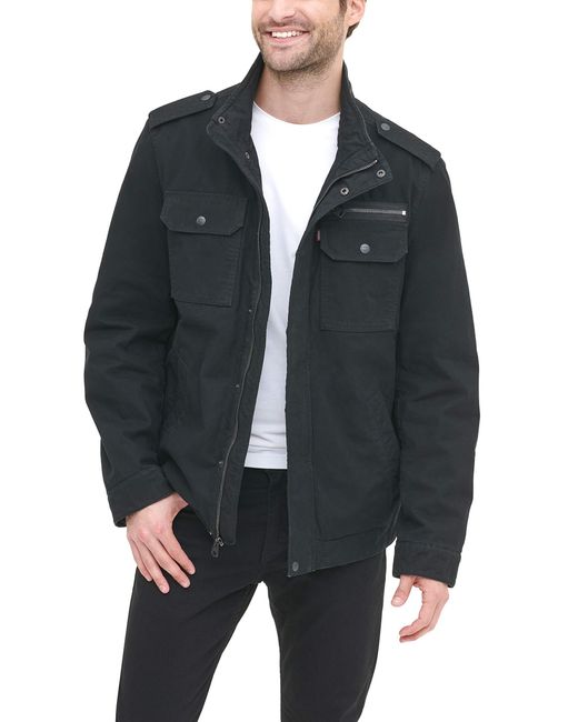 Levi's Washed Cotton Military Jacket in Black for Men Lyst