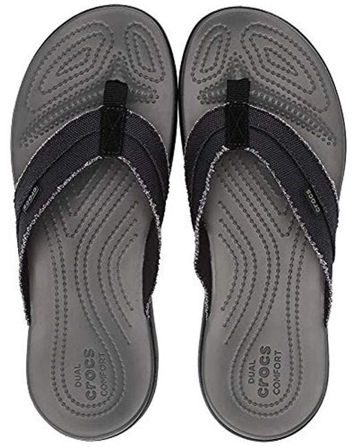 Crocsâ¢ Santa Cruz Canvas Flip Flop in Black/Slate Grey (Gray) for Men - Save 31% - Lyst