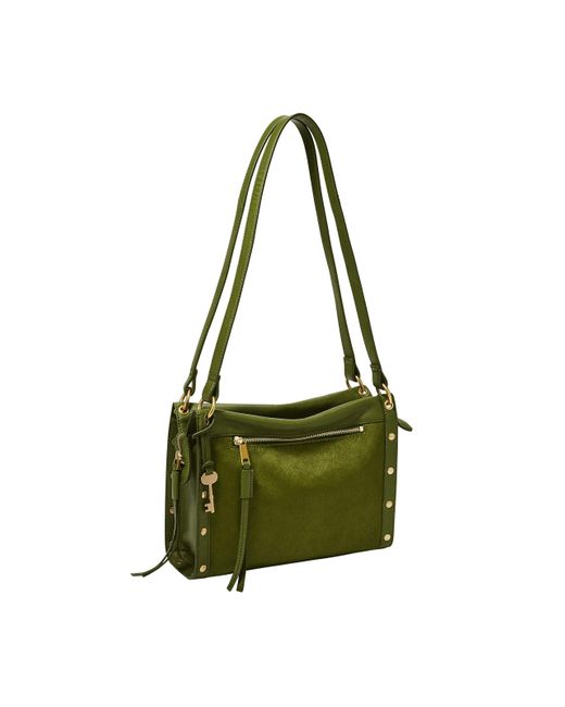 Fossil Green Allie Leather Satchel Purse Handbag