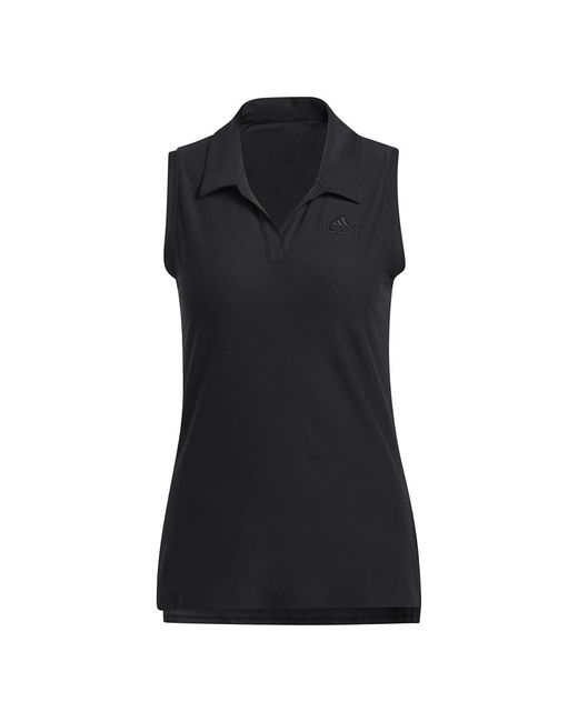 Adidas Black Golf Go-to Sleeveless Primegreen Polo Shirt