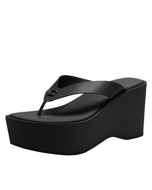COACH Black Sculpted C Platform Flip Flop