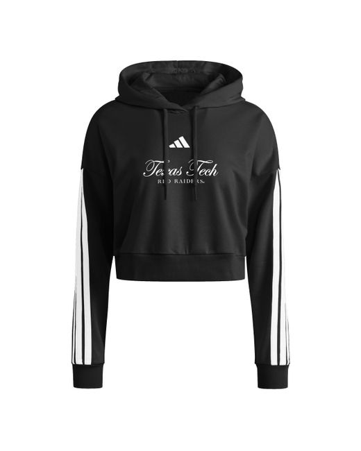 Adidas Black Ncaa 25/26 Essentials Team 3-stripes French Terry Cropped Hoodie