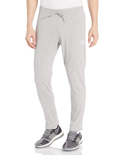 adidas Essentials Single Jersey Tapered Open Hem Pants in Gray for Men |  Lyst
