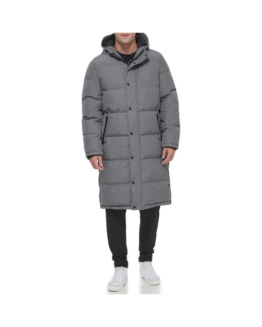 DKNY Gray Arctic Cloth Hooded Extra Long Parka Jacket for men