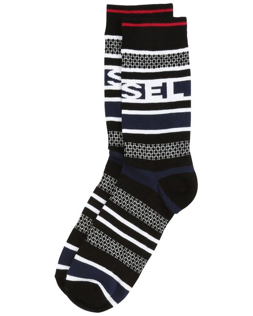 DIESEL Black Men's Fashion Stripe Crew Sock,navy,l / 9 1/2 - 12 for men