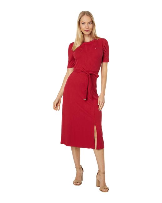Tommy Hilfiger Red Short Sleeve Soft Everyday Sport Dress