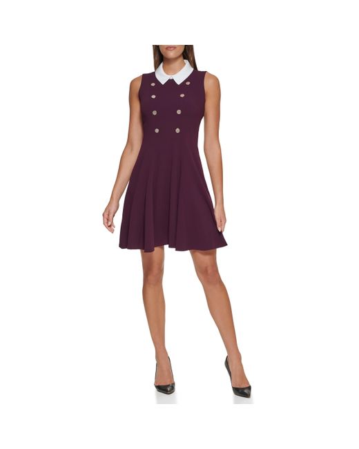 Tommy Hilfiger Purple Collar Fit And Flare Dress