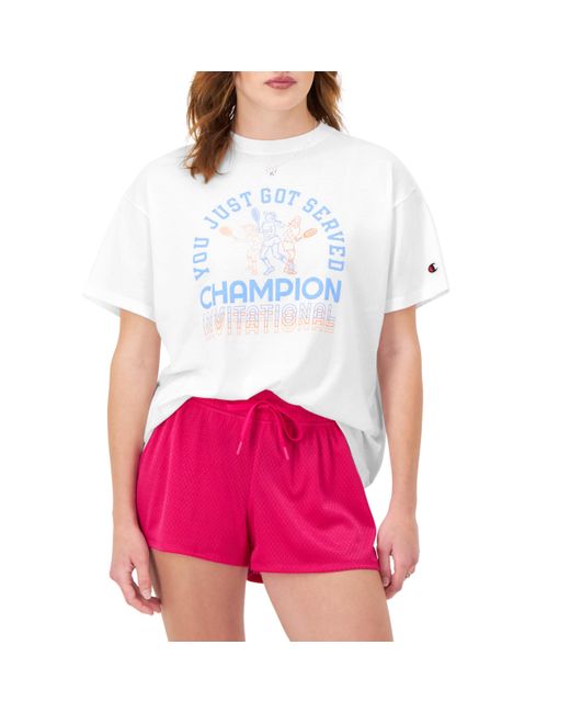 Champion , Classic Oversized T, Soft And Comfortable Tee Shirt For , White Just Got Served, Large